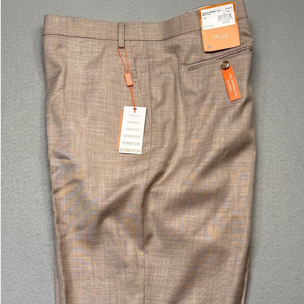 Tallia Men's Classic Fit Suit Separate Pant Tan 44x32 $135